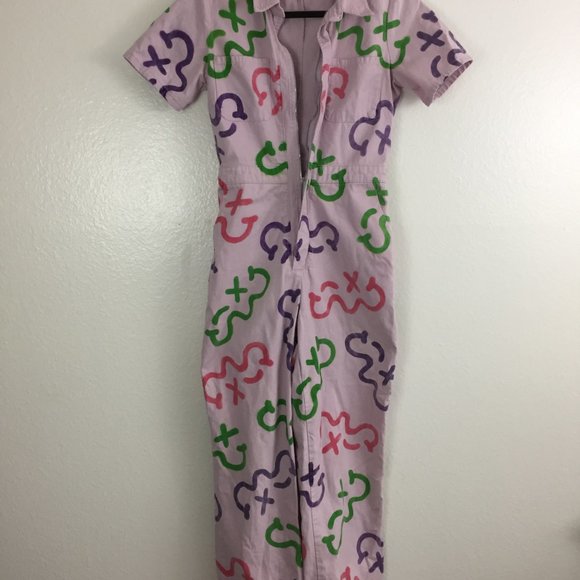 BDG Urban Outfitters Lavender/Purple MultiColor Print Zip Front Jumpsuit - Picture 4 of 15